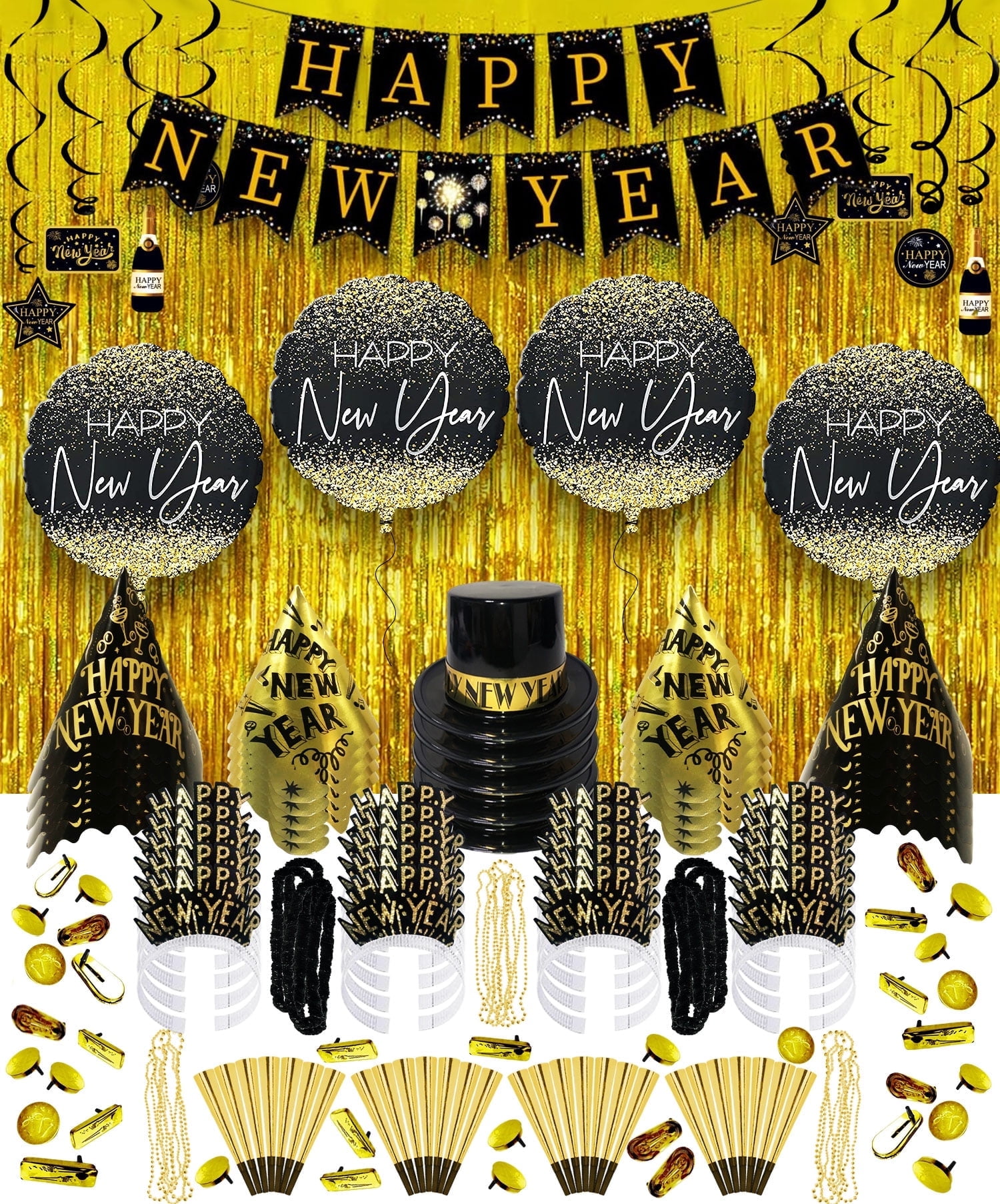 PMU New Year's Eve Party Supplies 2026 Black and Gold Party Kit