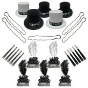 PMU New Year's Eve Party Supplies 2026 All That Jazz Party Kit Assortment for 6 persons - New Year's Eve Decorations Supplies, Outfits for Adults, Men and Women (6/psn) Pkg/1