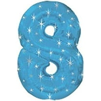 PMU Number Eight Shape 38 Inch Metallic Blue Sparkle Mylar Balloon Pkg/1