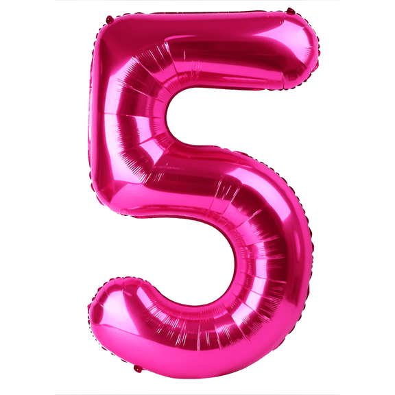 PMU Number Five "5" Shape 51.5 Inch Pink Mylar Balloon Pkg/1