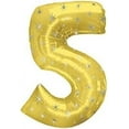 thumbnail image 1 of PMU Number Five Shape 38 Inch Gold Sparkels Mylar Balloon Pkg/1, 1 of 1