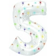 thumbnail image 1 of PMU Number Five Shape 46 Inch Multi-Colored Sparkles Mylar Balloon Pkg/1, 1 of 1