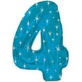 thumbnail image 1 of PMU Number Four Shape 38 Inch Metallic Blue Sparkle Mylar Balloon Pkg/1, 1 of 1