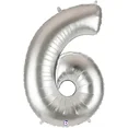 thumbnail image 1 of PMU Number Six "6" Shape 47 Inch Silver Mylar Balloon Pkg/1, 1 of 1