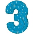 thumbnail image 1 of PMU Number Three Shape 38 Inch Metallic Blue Sparkles Mylar Balloon Pkg/1, 1 of 1