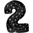 thumbnail image 1 of PMU Number Two Shape 38 Inch Black with Silver Sparkles Mylar Balloon Pkg/1, 1 of 1
