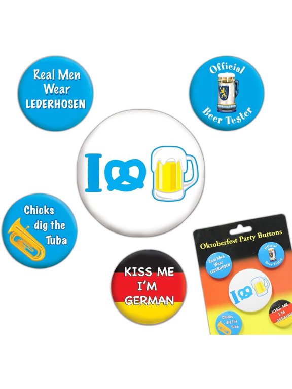 Oktoberfest Assorted Party Buttons Wearable Party Costume (5/pkg) Pkg/1