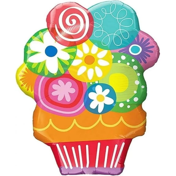 PMU Party Themes Floral Circles Bouquet 34in Mylar-Foil Balloon (1/pkg)Pkg/1