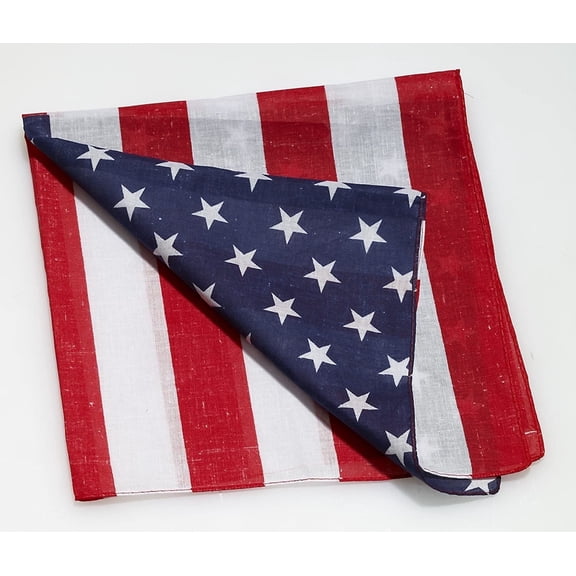 PMU Patriotic American Flag Bandana Printed Stars and Stripes Poly-Cotton Headband 21 Inch x 21 Inch Pkg/1