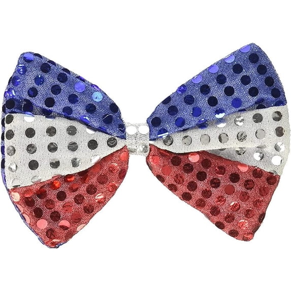 PMU Patriotic Bow Tie Sequin Red, White and Blue Pre-Tied 4th of July Party Costume Accessory Pkg/12