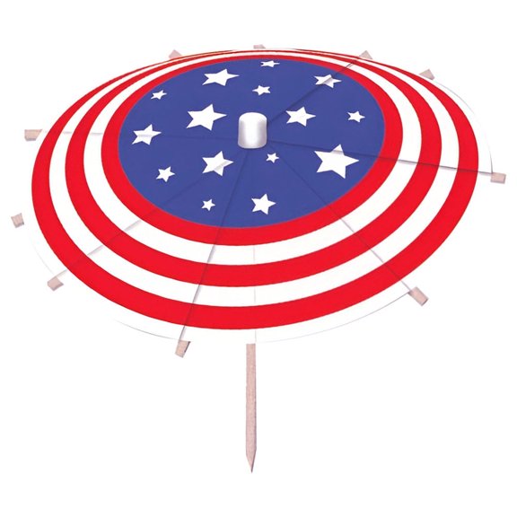 PMU 12 Pcs Patriotic Stars & Stripes American Flag Drink Umbrellas – 4th of July Toothpick Flags, Cupcake Toppers, Umbrella Drink Picks, Cocktail Picks & Patriotic Party Supplies