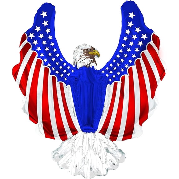 PMU 40 Inch Patriotic Eagle Balloon, American Flag Balloon, 4th of July Balloons, Independence Day Decorations, Patriotic Decorations, Eagle Mylar Balloons, Red White Blue, (1/Pkg) pkg/1