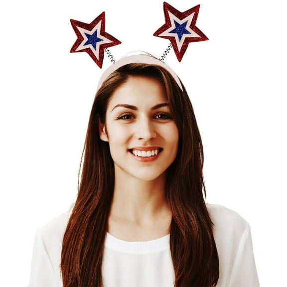PMU Patriotic Glitter Star Headboppers 4th of July Party Wearable Headwer Costume and Decoration Accessory (12/pkg)Pkg/1