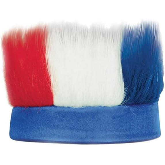 PMU Patriotic Hairy Headband Red, White and Blue Crazy Hair Wigs for 4th of July Elastic American Flag Hat USA Design Cosplay Independence Day Party Costume Accessory Pkg/1