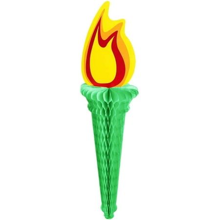 PMU 4th of July Decorations, Patriotic Liberty Torch with Tissue Flame, Ideal for Independence Day Celebrations, Parades, and Patriotic Events, Festive and Vibrant Party Decor (1/pkg) Pkg/1
