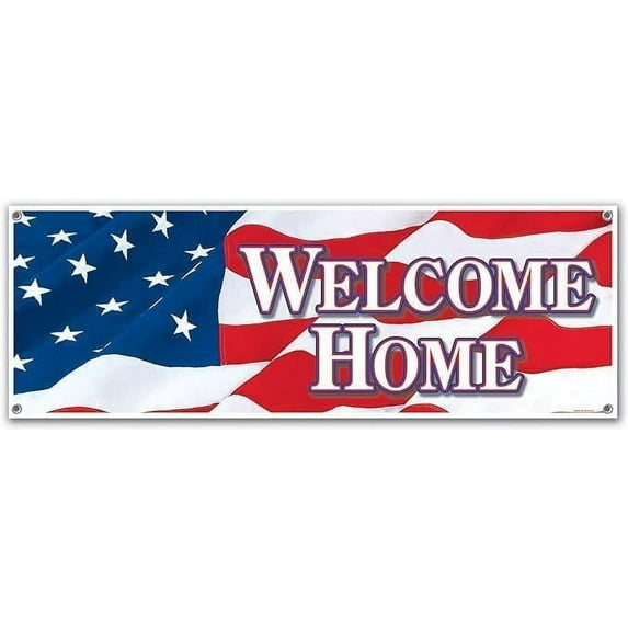 PMU Patriotic Military Welcome Home Banner, Military Homecoming Party Decoration, Patriotic Army Welcome Back from Deployment Backdrop Returning Party Military Decor, (1/Pkg) Pkg/1