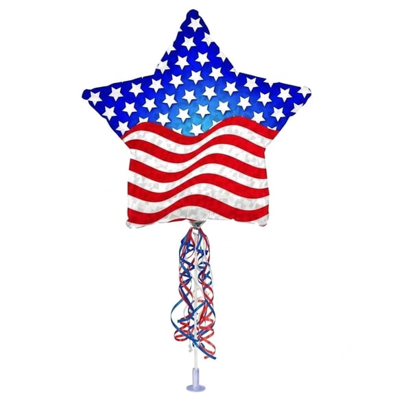PMU 9 Inch Pre-Inflated Patriotic Star American flag Balloon with Stick, 4th of July Balloons, Independence Day Decorations, Patriotic Decorations,USA Mylar Balloons, Red White Blue, (1/Pkg) pkg/1