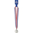 thumbnail image 1 of PMU Patriotic Silver Award Medals 2in, Red White & Blue American Flag Design, 4th of July Decorations, Party Costume Accessory for Holidays, Veterans, Election & Independence Day, (1/Pkg) Pkg/1, 1 of 1