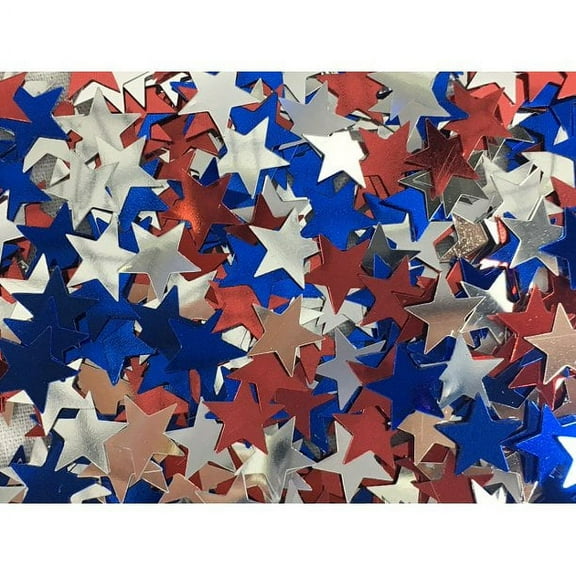 PMU Patriotic Star Confetti Red/Blue/Silver (1/2 Oz) Bag Pkg/1