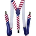 thumbnail image 1 of PMU Patriotic Men's Suspenders, Red White & Blue American Flag Design, 4th of July Decorations, Patriotic Party Costume Accessory, for Holidays, Veterans, Election & Independence Day, (1/Pkg) Pkg/1, 1 of 6
