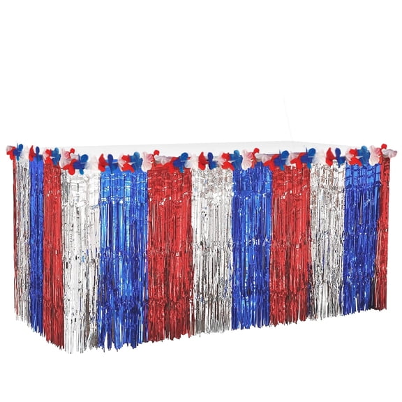 PMU Patriotic Table Skirt Red, White and Blue Pkg/3