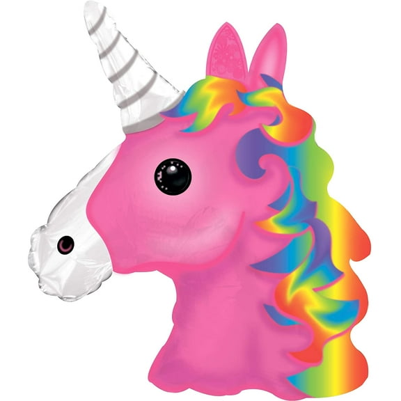 PMU Pink Fuchsia Unicorn Balloon 10 Inch Pre-Inflated with Cup and Stick Pkg/1