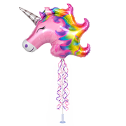 PMU Pink Fuchsia Unicorn Balloon 10 Inch Pre-Inflated with Cup and Stick Pkg/1