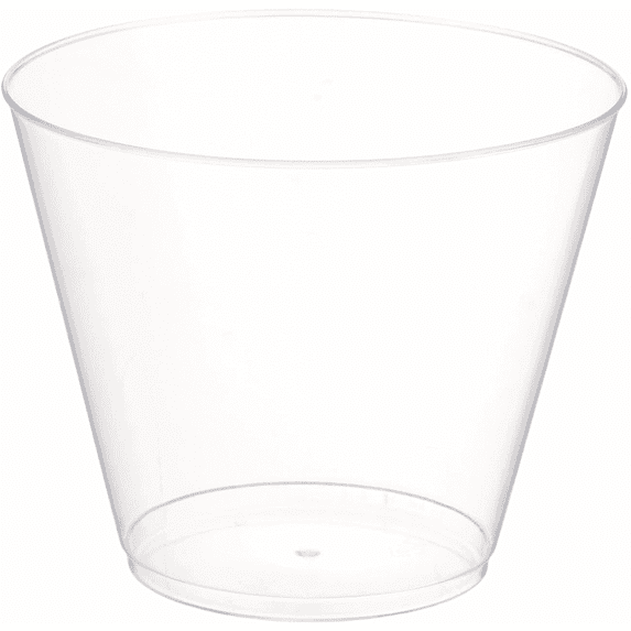 PMU Plastic Tumblers 9 oz. Clear Heavy Duty Old Fashioned Drinking Glasses Party Cups BPA Free Disposable Drinkware Set Pkg/25