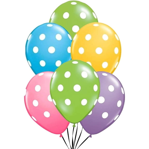 PMU Polka Dot Balloons - Multicolor Small Balloons for Birthdays, Weddings, Christmas, Halloween Anniversaries, Baby Shower & Party Favors Supplies - 11 Inch Assorted, Pkg/100
