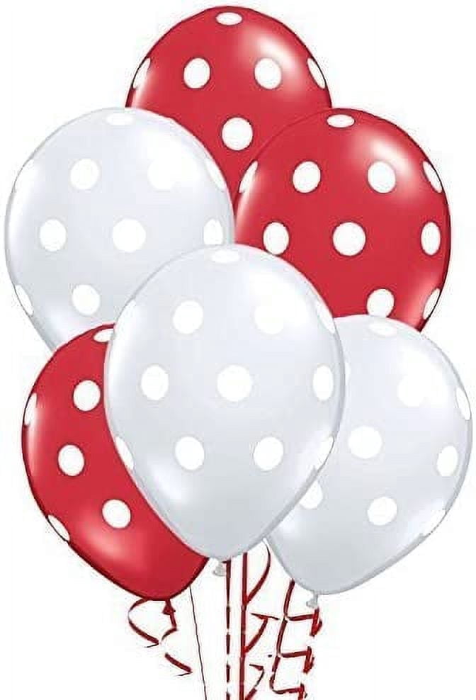 PMU Polka Dot Balloons - Multicolor Small Balloons for Birthdays, Weddings, Christmas, Halloween Anniversaries, Baby Shower & Party Favors Supplies - 11 Inch Crystal Clear & Crystal Red, Pkg/12