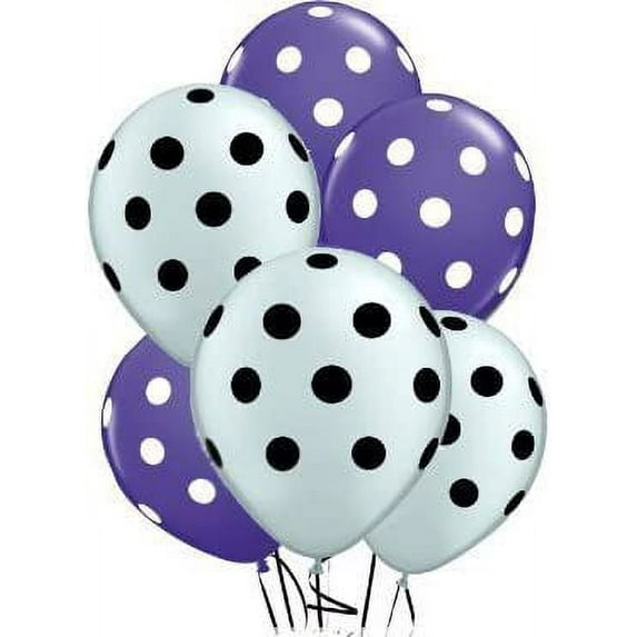 PMU Polka Dot Balloons - Multicolor Small Balloons for Birthdays, Weddings, Christmas, Halloween Anniversaries, Baby Shower & Party Favors Supplies - 11 Inch Purple & Silver, Pkg/25