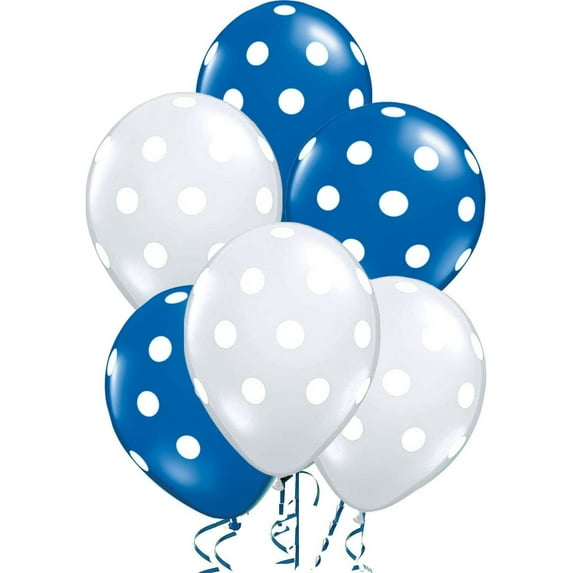 PMU Polka Dot Balloons - Multicolor Small Balloons for Birthdays, Weddings, Christmas, Halloween Anniversaries, Baby Shower & Party Favors Supplies - 11 Inch Crystal Clear and Sapphire Blue, Pkg/12