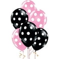 thumbnail image 1 of PMU Polka Dot Balloons - Multicolor Small Balloons for Birthdays, Weddings, Christmas, Halloween Anniversaries, Baby Shower & Party Favors Supplies - 11 Inch Pale Pink and Black, Pkg/100, 1 of 1