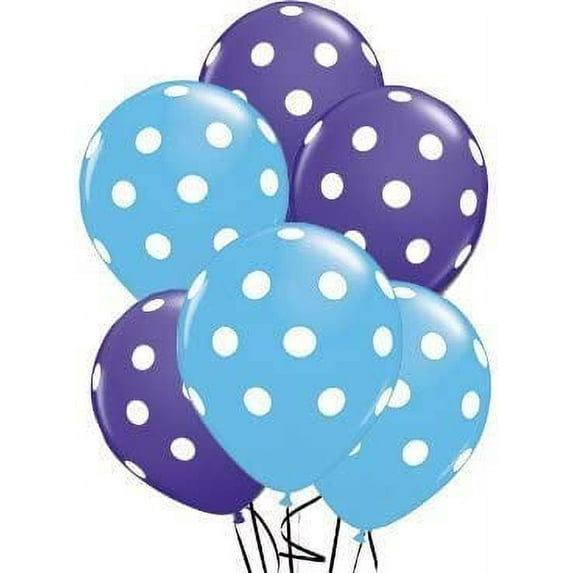 PMU Polka Dot Balloons - Multicolor Small Balloons for Birthdays, Weddings, Christmas, Halloween Anniversaries, Baby Shower & Party Favors Supplies - 11 Inch Purple and Baby Blue, Pkg/25