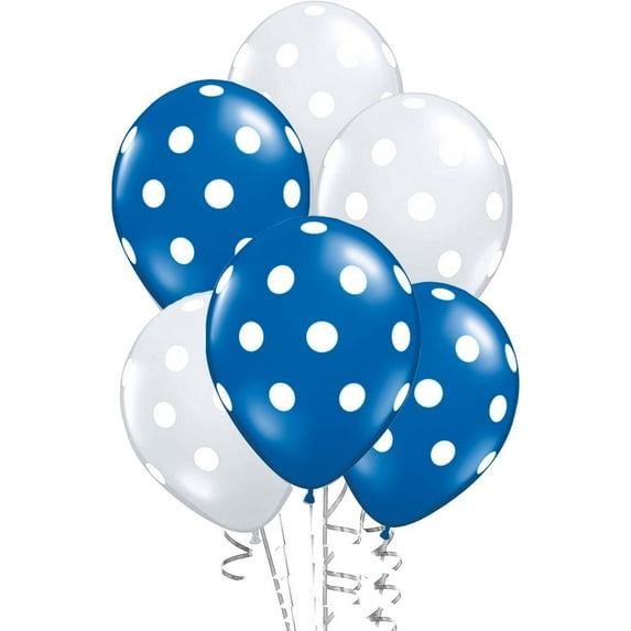 PMU Polka Dot Balloons - Multicolor Small Balloons for Birthdays, Weddings, Christmas, Halloween, Anniversaries, Baby Shower & Party Favors Supplies - 11 Inch Silver & Sapphire Blue, Pkg/100