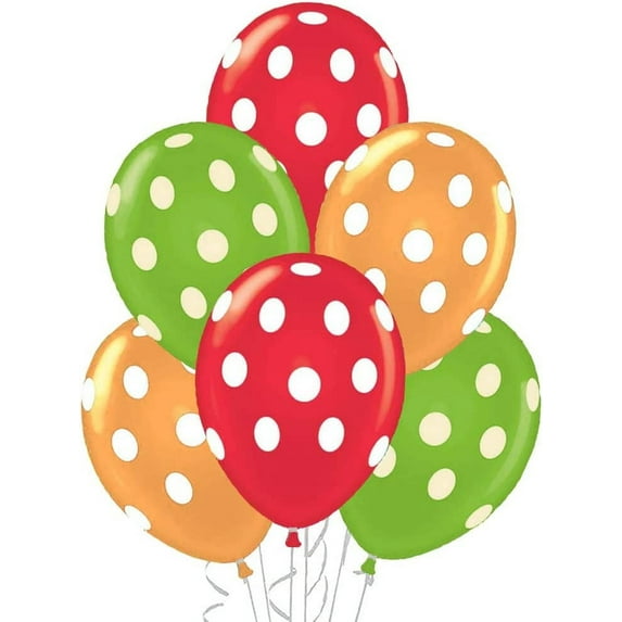 PMU Polka Dot Balloons - Multicolor Small Balloons for Birthdays, Weddings, Christmas, Halloween Anniversaries & Party Favors Supplies - 11 Inch Holiday Assortment Gold, Red and Lime Green, Pkg/50