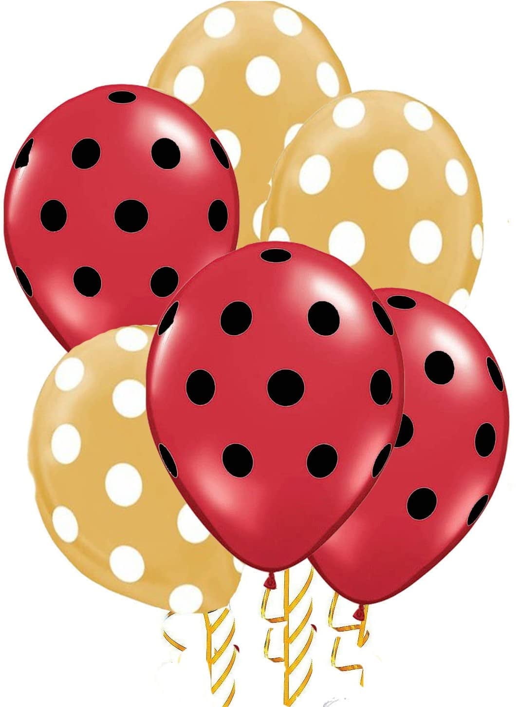 PMU Polka Dot Balloons - 6 Pack 11 Inch Pink With White Dots Premium Latex Party Balloons