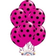 thumbnail image 1 of PMU Polka Dot Balloons Party-Tex 11in Premium Berry Hot Pink with All-Over Print Black Dots Pkg/12, 1 of 1