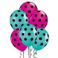 thumbnail image 1 of PMU Polka Dot Balloons Party-Tex 11in Premium Turquoise & Hot Pink with All-Over print black Polka Dots Pkg/50, 1 of 1