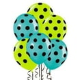 thumbnail image 1 of PMU Polka Dot Balloons Party-Tex 11in Premium Turquoise and Lime Green with All-Over print Black Dots Pkg/50, 1 of 1