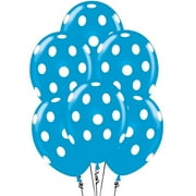 PMU Polka Dot Balloons PartyTex 11 Inch Premium Baby Blue with All-Over print White Dots Pkg/6