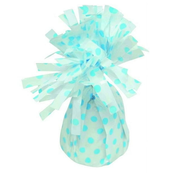 PMU Polka Dot Kisses Balloon Weights - Decorative Balloon Weight for Christmas, Thanksgiving, Birthday, Party Favors, Wedding & Baby Shower - 6oz. White With Light Blue, Pkg/1