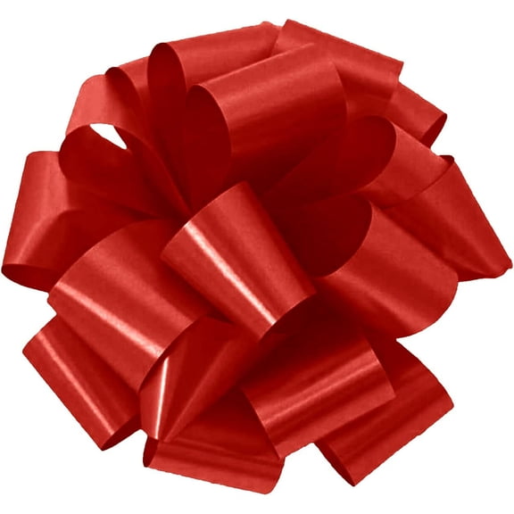 PMU Pom-Pom Pull-Apart - Pull Out Bows for Wedding, Birthdays & Anniversaries - Ribbon Bows for Flowers & Basket Decoration - Large Bow for Gift Wrapping - Red 5 Inch 20 Loops (10/pkg) Pkg/1