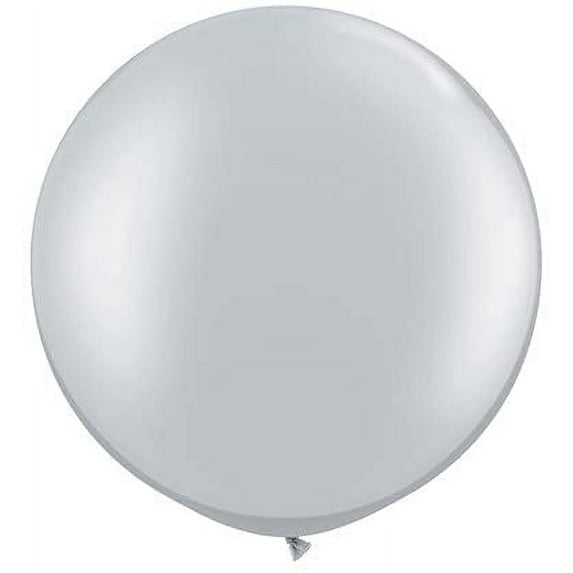 PMU Premium Latex Balloons - Jumbo Size Balloons for Birthdays, Wedding Parties, Baby Shower, Indoor & Outdoor Party Events & Decoration Supplies - Made in USA, 36 Inch Silver, Pkg/2