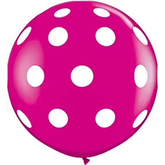 PMU Premium Latex Balloons-Jumbo Size Balloons for Birthdays,Wedding Parties, Baby Shower,Indoor & Outdoor Party Events & Decoration Supplies-Made in USA,36 Inch Magenta W/ White Polka Dots,Pkg/1