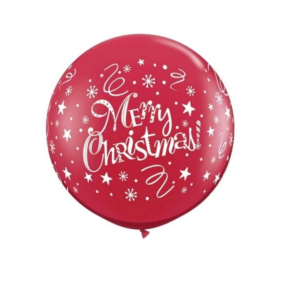 PMU Premium Latex Balloons - Jumbo Size Balloons for Indoor & Outdoor Christmas Party Events & Decoration Supplies - Made in USA, 36 Inch Red "Merry Christmas" Pkg/2