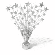 PMU Bursting Star Centerpiece- Prismatic Laser Silver Balloon Weights, table Centerpiece for Graduation, Birthdays, Halloween, Veterans, Party & Independence Day Celebration-15in / 7.34cm