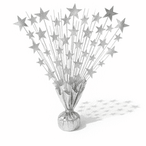 PMU Bursting Star Centerpiece- Prismatic Laser Silver Balloon Weights, table Centerpiece for Graduation, Birthdays, Halloween, Veterans, Party & Independence Day Celebration-15in / 7.34cm