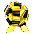 thumbnail image 1 of PMU Pull String Bows - Gift Bows for Wedding, Birthdays & Anniversaries - Ribbon Bows for Flowers & Basket Decoration - Large Bow for Gift Wrapping - Black and Daffodil 8 Inch 20 Loops (10/pkg) Pkg/1, 1 of 1