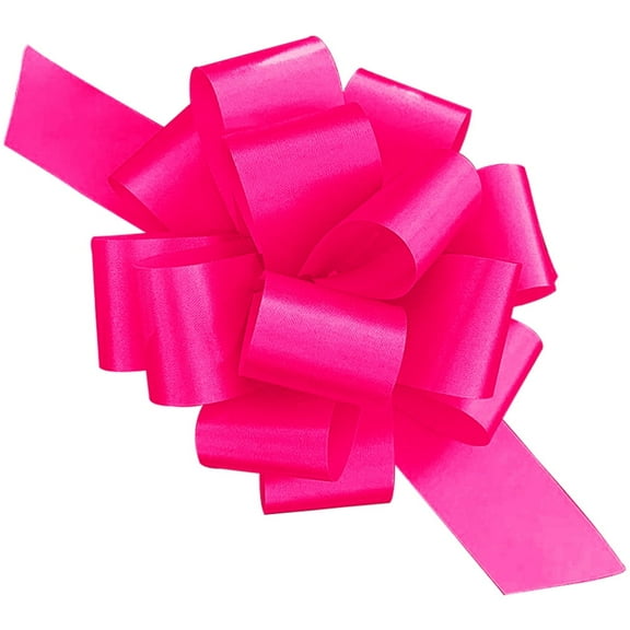 PMU Pull String Bows - Gift Bows for Wedding, Birthdays & Anniversaries - Ribbon Bows for Flowers & Basket Decoration - Large Bow for Gift Wrapping - 5 Inch 20 Loops Fuchsia- (1/pkg) Pkg/1